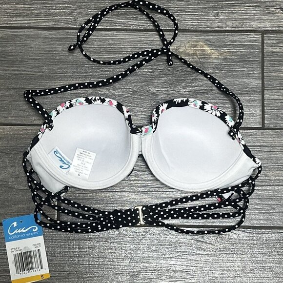 NWT California Waves Bikini Top Juniors' Small Padded Daisy Duke + Polka Dots S - Picture 9 of 12